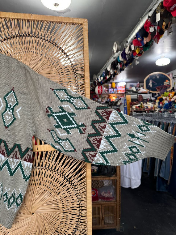 Vintage 90s Towncraft Tan Patterned Knit Sweater Size Large