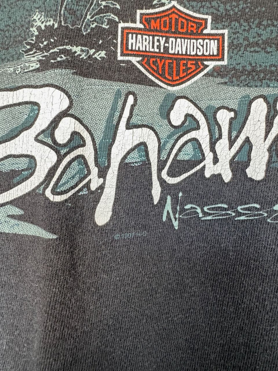 Vintage 90s 1997 Harley Davidson Nassau, Bahamas Black T-Shirt Size X-Large