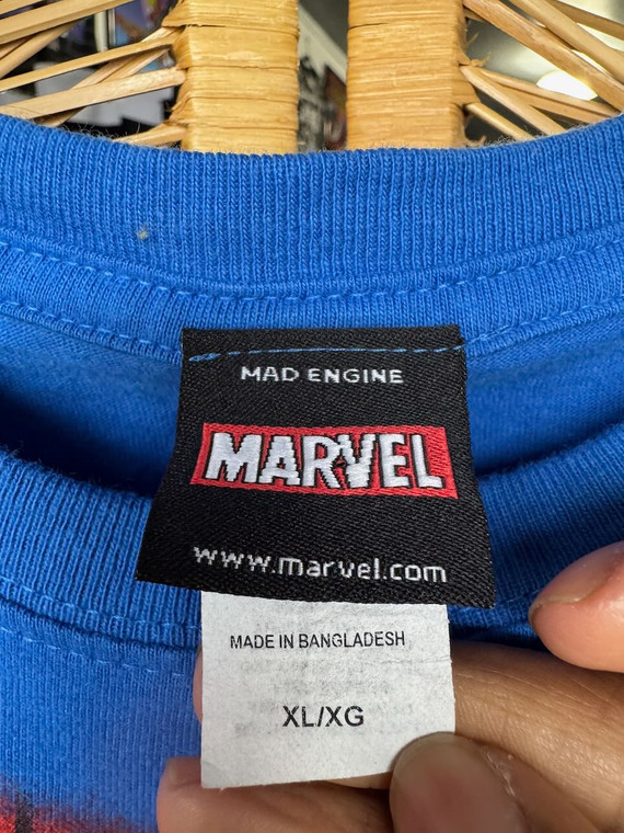 Y2K MARVEL Comics Spider-Man Torso Blue Graphic T-Shirt Size X-Large XL