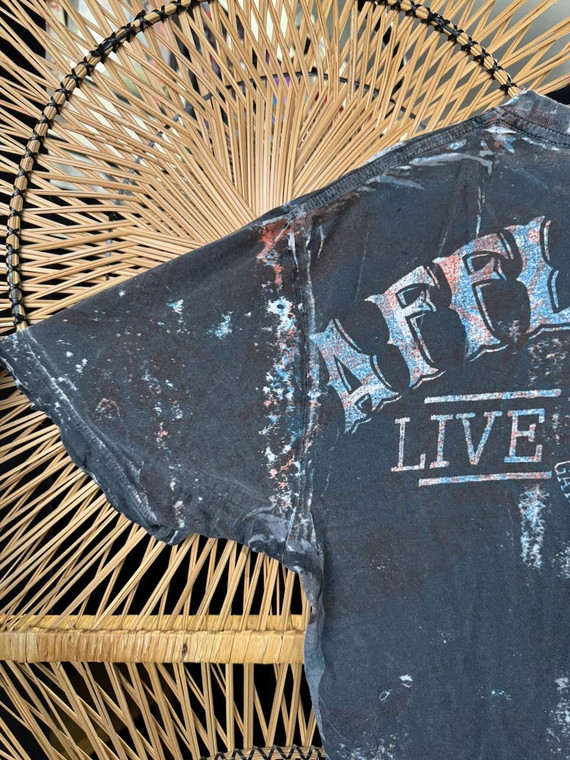 Y2K 2000s Affliction Four Leaf Clover Distressed Black T-shirt Size Large