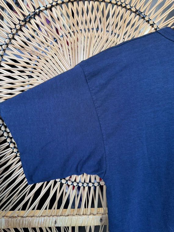 Vtg 80s Champion University Of Notre Dame Fighting Irish Navy & Yellow Double Layered  T-Shirt Size Large