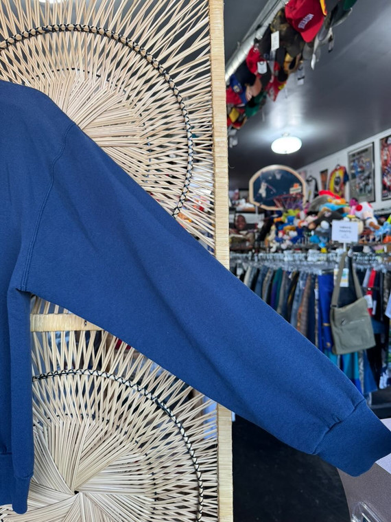 Vintage 90s 1991 University of Notre Dame Fighting Irish Navy Blue Graphic Crewneck Sweatshirt Size Large