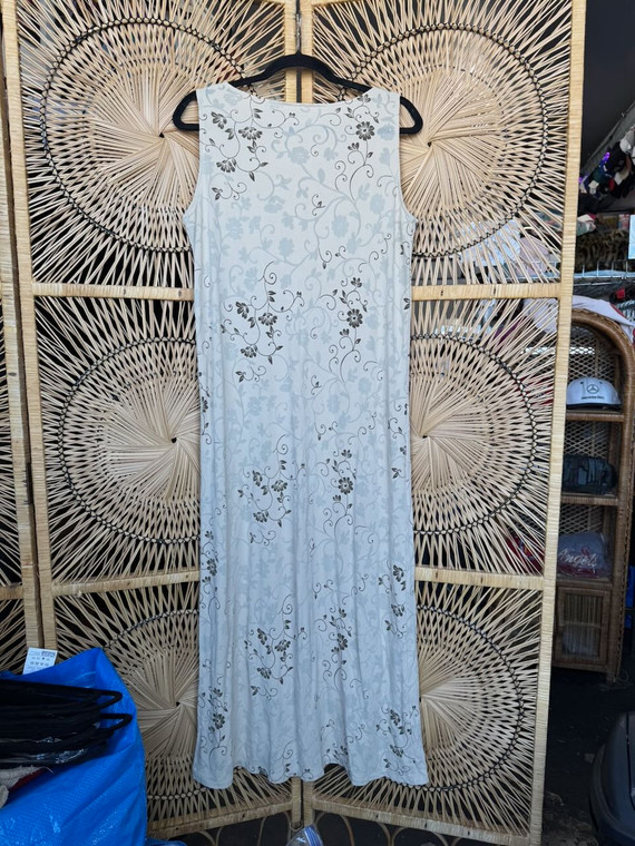 Vintage Y2K Josephine Chaus Studio Neutral Beige Floral Sheer Dress Women's Size Large