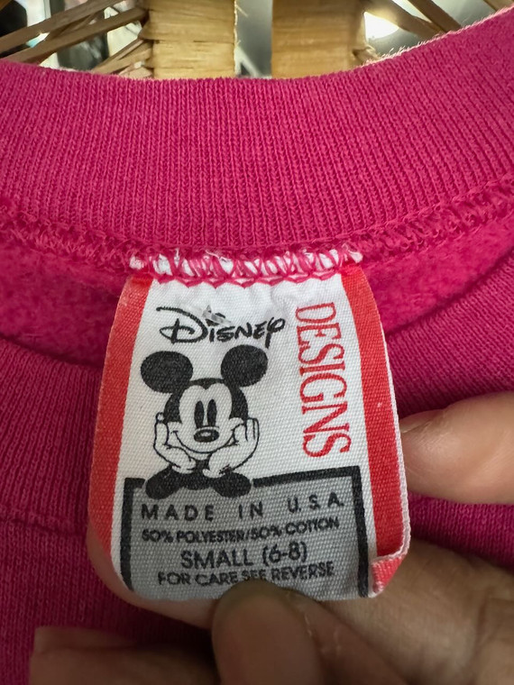 Vintage 90s Disney Minnie Mouse Glitter Print Pink Youth Baby Crewneck Size Toddler Small (6-8)