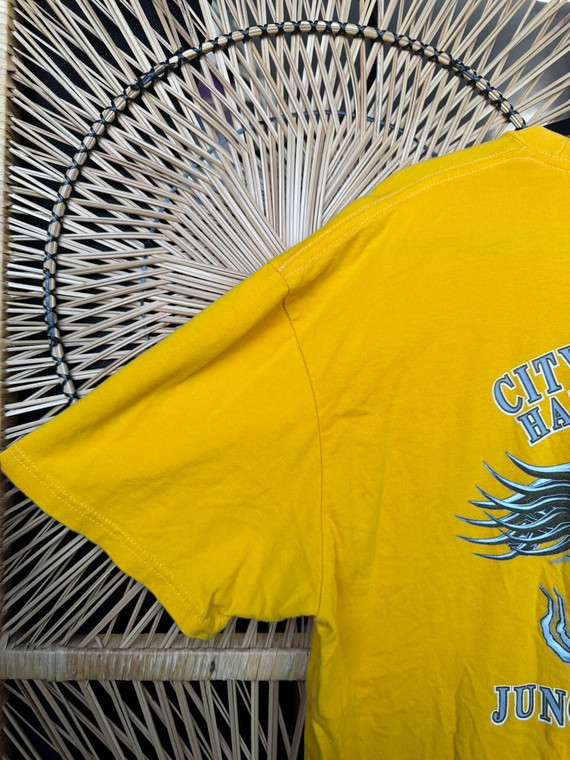 Vtg Y2K Harley Davidson Junction City, Kansas Yellow T-Shirt Size XL X-Large