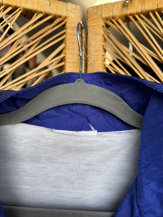 Vintage 90s Reebok Blue Patterned Full Zip Windbreaker Women's Size Small