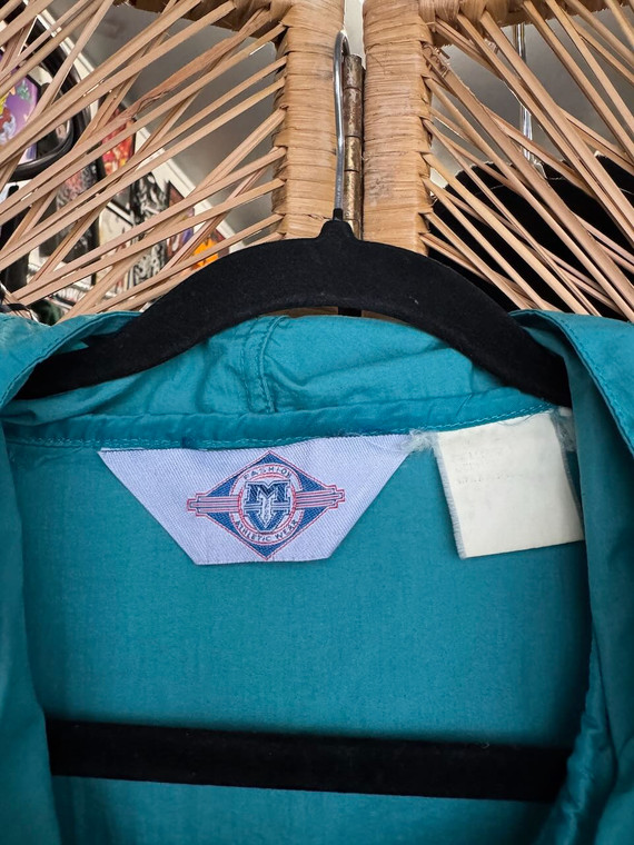 Vintage 90s University Of Notre Dame ND Fighting Irish Teal Windbreaker Trench Size XXL 2XL