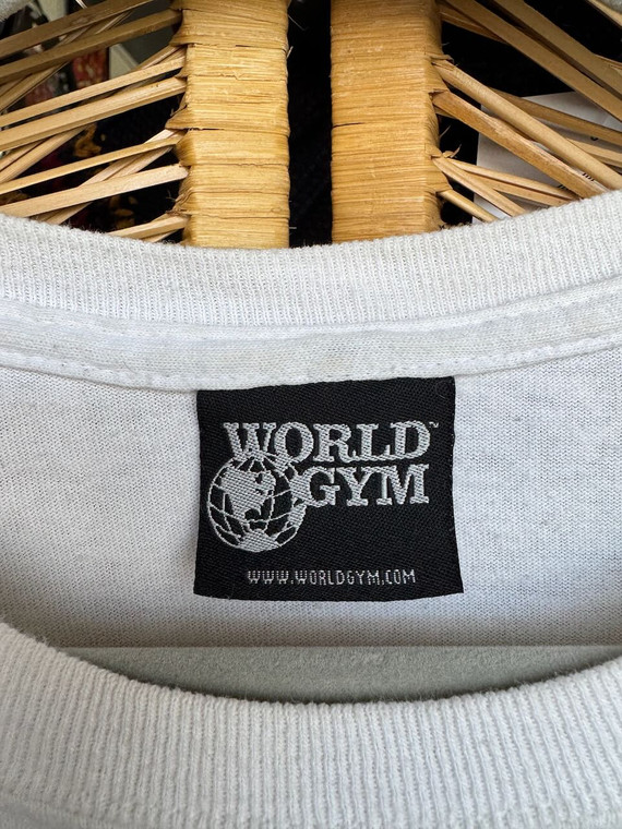 Vintage 90s World Gym Gorilla Graphic White T-shirt Size Large