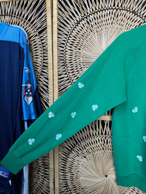 Vintage 80s 90s Clover AOP St. Patrick's Day Green Crewneck Sweatshirt Size Large