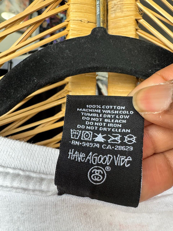 Y2K Stussy Multicolored AOP White T-Shirt Size Large
