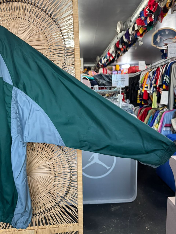 Vtg 90s Nike Air Tricolor Green Gray White Full Zip Hooded Windbreaker Size 2XL XXL