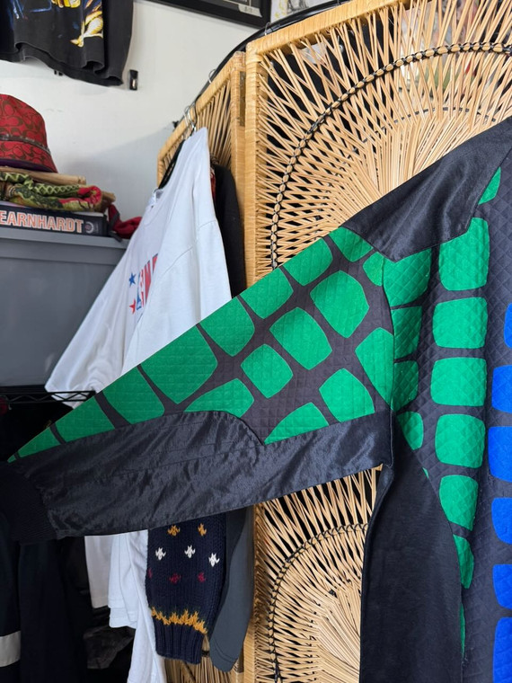 Vintage Adidas Blue Green Reptilian Long Sleeve Soccer Goalie Jersey Size XL