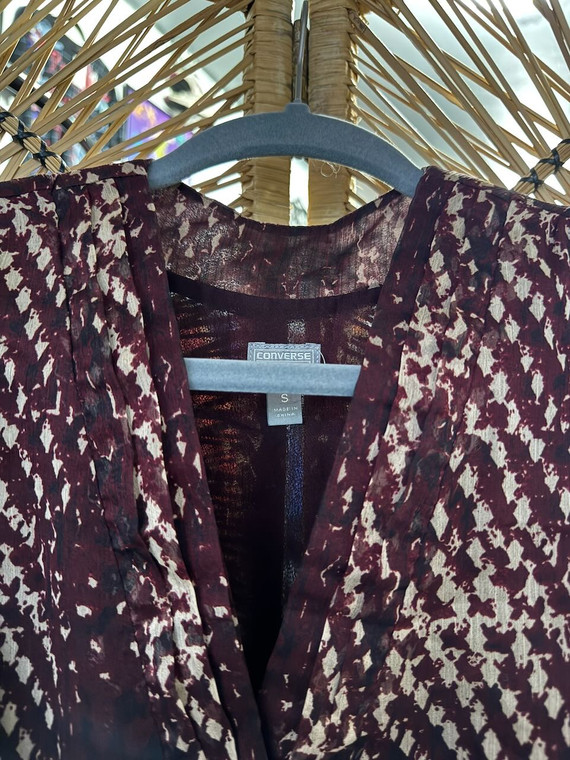Y2K Converse One Star Flowey Burgundy Chiffon Dress Women's Size Small