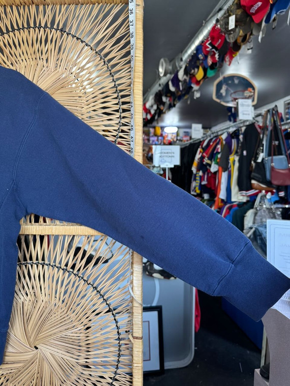 Vtg Benchmark Reverse Weave University of Michigan Wolverines Navy Blue Crewneck Sweatshirt Size Large