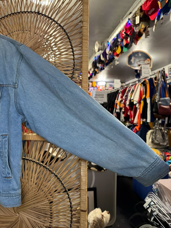 Vintage Disney Mickey Mouse Embroidered Light Blue Denim Jacket Size Large