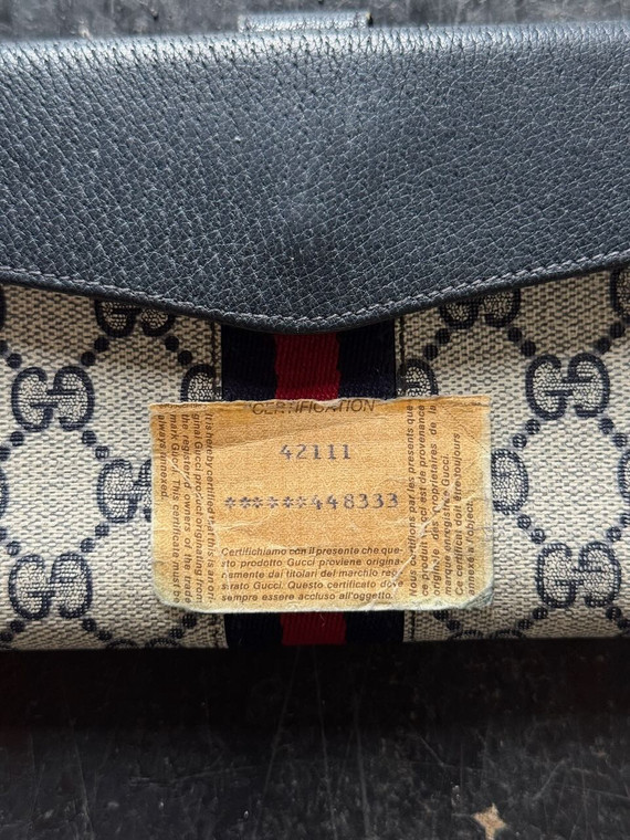 Vintage GUCCI Sherry Line Web Logo Stripe Long Wallet