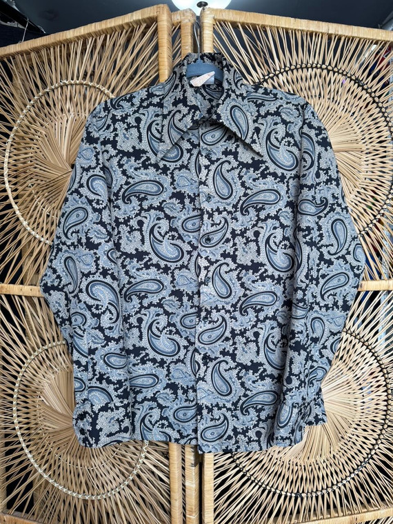 Vintage 70s 80s King's Road By Sears Western Paisley Button Down Shirt Size Medium