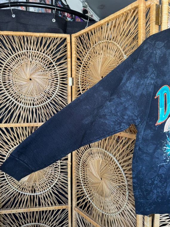 Vintage 90s 1993 Miami Dolphins NFL Taz Riding Dolphin Black Crewneck Sweatshirt Size Large