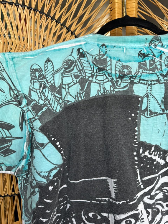 Vintage 90s 1992 DC Comics Batman Begins The Penguin AOP Blue White T-Shirt Size Large