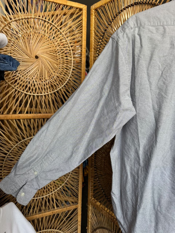 Vtg Ralph Lauren RL Light Blue Grey Oxford Button Down Size Large