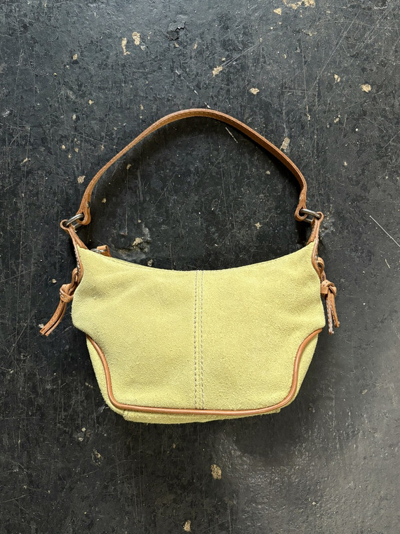 Vintage Y2K Fossil Chartreuse Green Suede Hand Bag