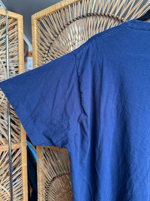 Vintage Y2K Giant "Follow Me I'm Lost" Navy Blue & Orange T-Shirt Size 2XL