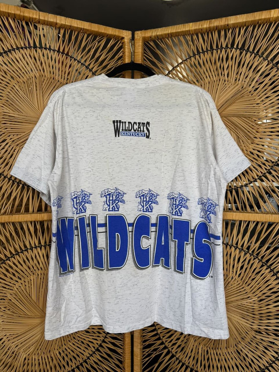 Vintage 80s 90s University of Kentucky Wildcats Double-Sided Heather Grey T-Shirt Size X-Large