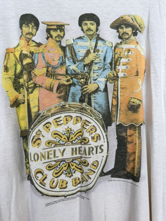 Vintage 90s 1995 The Beatles Apple Sgt. Pepper's Lonely Hearts White T-Shirt Size XL 2XL
