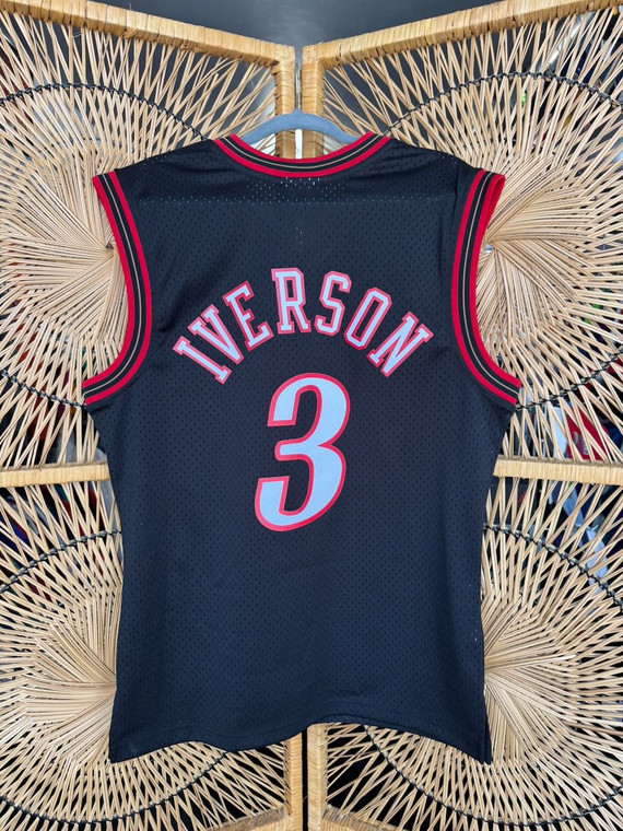 Mitchell & Ness Sixers Allen Iverson #3 NBA Basketball Black Jersey Size Medium