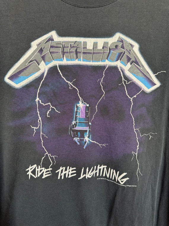 Vintage Y2K 2007 Metallica "Ride The Lightning" Black T-Shirt Size XXL 2XL