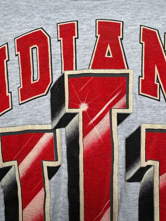 Vintage Indiana University IU Hoosiers Puff Print Grey T-Shirt Size X-Large XL