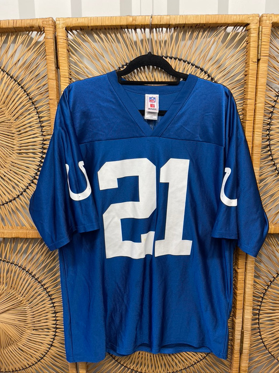 Y2K Reebok NFL Indianapolis Colts Bob Sanders #21 Blue Jersey Size Large