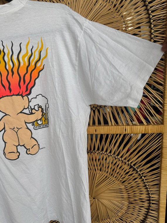 Vintage 90s 1992 Butt Naked Bar Hopper White T-Shirt Size Large