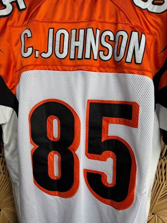 Vintage Reebok NFL Cincinnati Bengals Chad Johnson #85 White & Orange Football Jersey Size 48