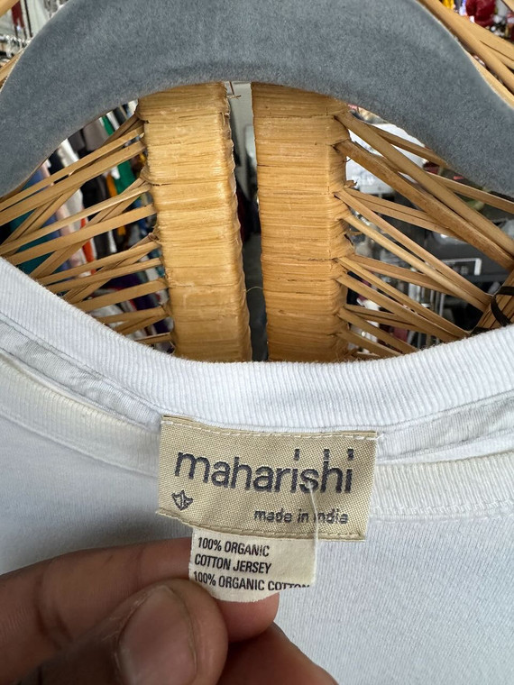 Y2K Maharishi Japanese Dragon Embroidered White T-Shirt Size Medium