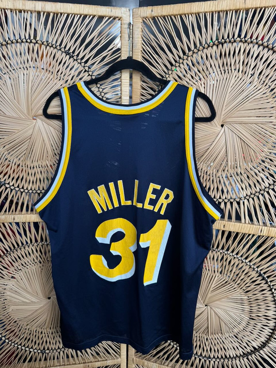 Vtg 90s Y2K Champion NBA Reggie Miller #31 Indiana Pacers Navy Blue Jersey Size 48