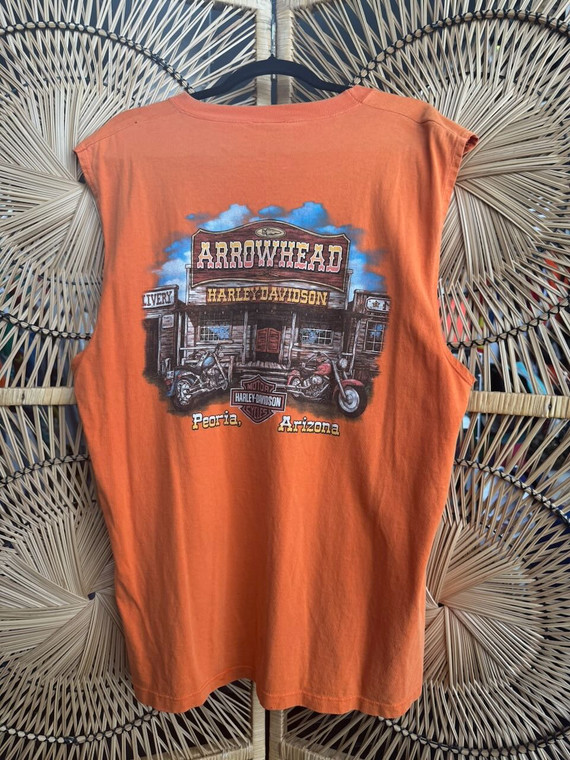 2011 Harley Davidson Peoria, Arizona Orange Muscle T-Shirt Size X-Large