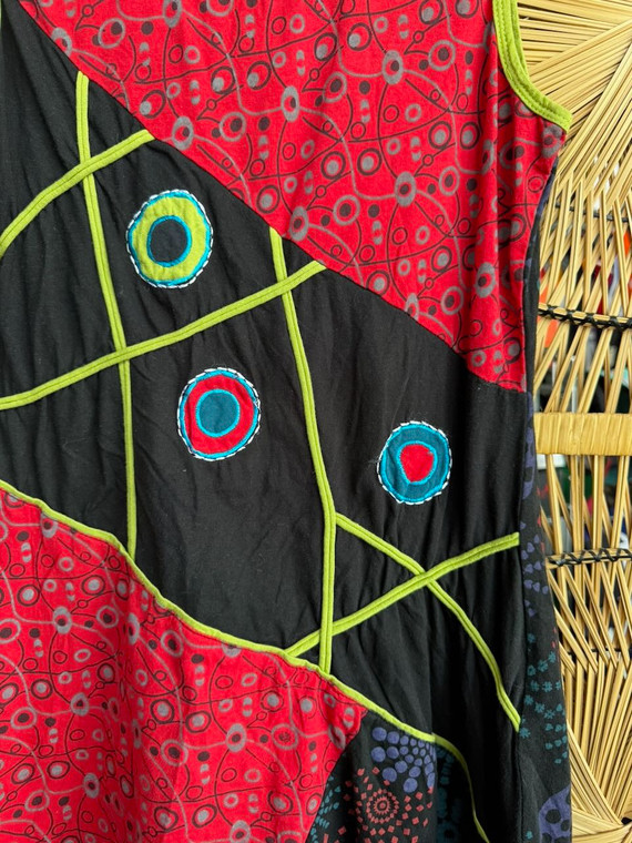 Lunieva Boho Geometric MultiPatterned Tunic Dress Women's Size Small