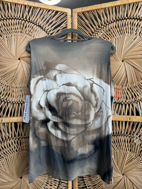DS Caroline Rose Grey Beige Rose Tank Top T-Shirt Women's Size X-Small XS