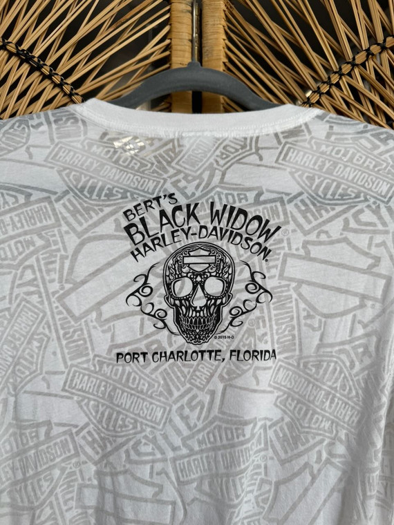 Vtg Y2K Harley Davidson AOP Port Charlotte, Florida White Baby Women's Size Medium