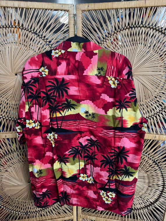 Vintage Aloha Republic Hawaiian Red Button Down T-Shirt Size X-Large