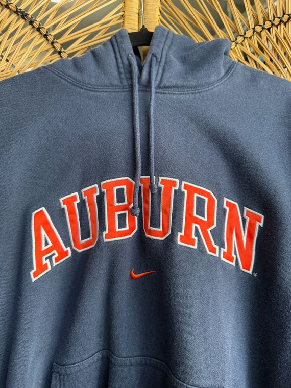 Vintage Nike Team Auburn University Center Swoosh Navy Blue Hooded Sweatshirt Size Large