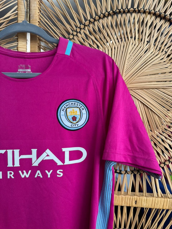Y2K Nike Manchester City Etihad Airways Soccer #4 Pink Soccer Jersey Size Medium