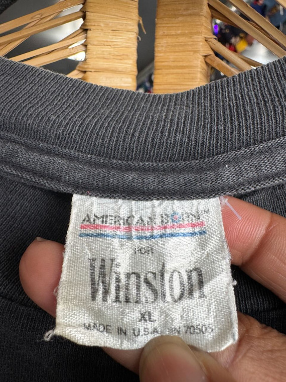 Vintage American Born Winston Cigarettes Eagle Black Pocket T-Shirt Size X-Large XL