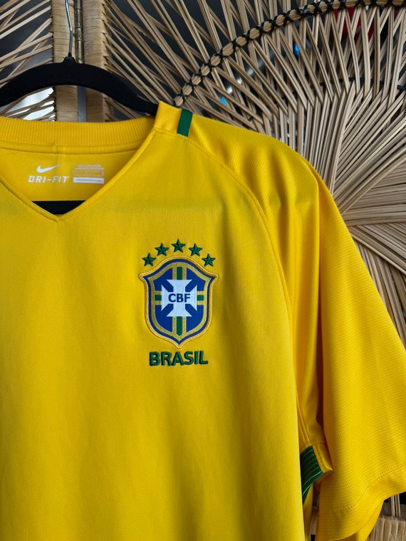 Nike CBF Brazilian Football Confederation Yellow Soccer Jersey #10 Size Large