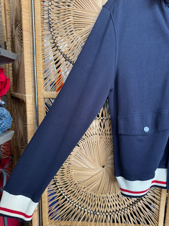 Vintage Tommy Hilfiger Navy Blue Button Up Heavy Knit Shirt Size Medium