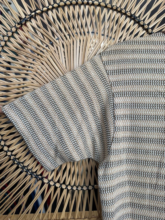 Vintage 70s 80s Towncraft Penneys Earth Tone Striped Knit Henley Top Size Large