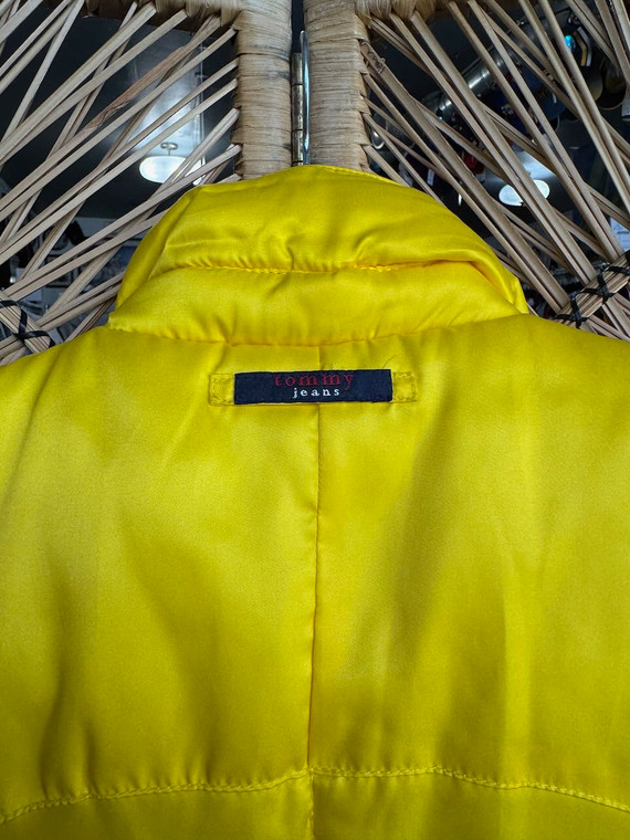 Vintage Y2K Tommy Jeans Canary Yellow Bubble Puffer Vest Size Large