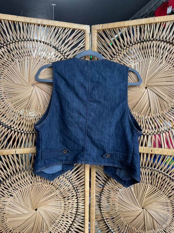 Vtg City Blues By Koret Dark Blue Denim Vest Size Small
