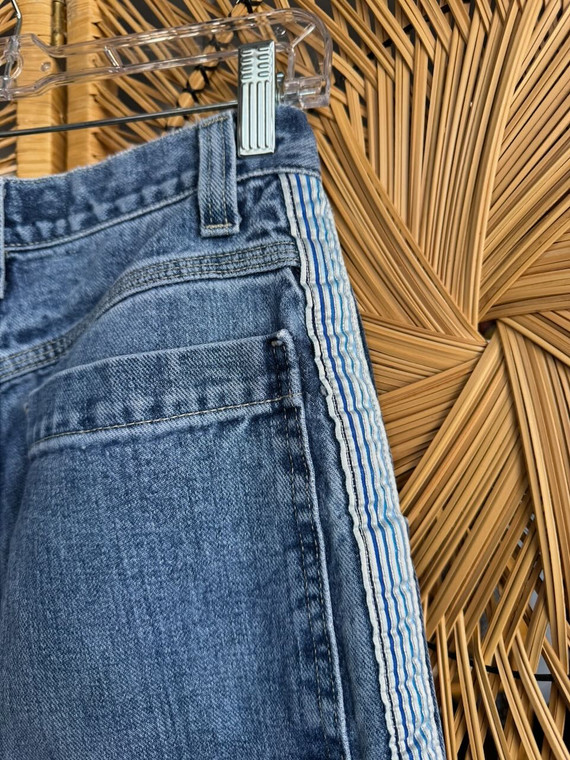Vintage 90s Y2K JNCO Girl Mini Flare Side Stripe Jeans Size 5